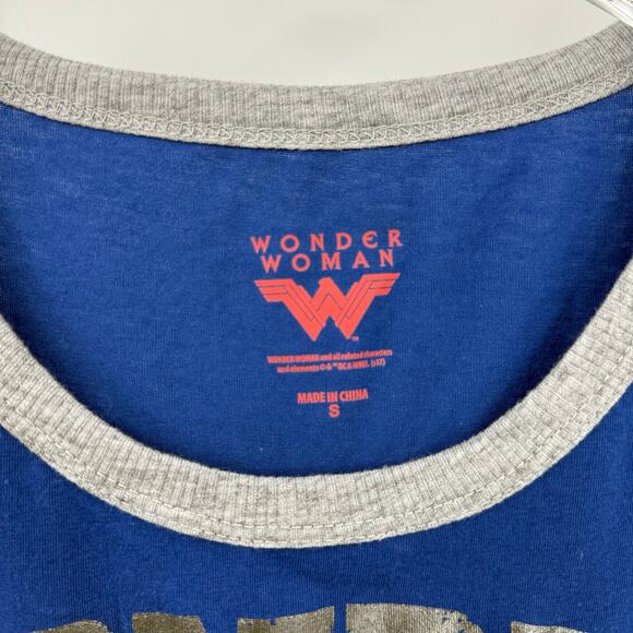 Wonder Woman Size Small Blue Ruffle Hem Tank Top Sleep Shirt NEW - Picture 6 of 7